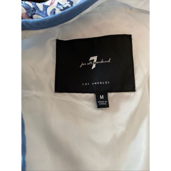 Quilted Floral Print Women's Jacket 7 FOR ALL MANKIND w/Pockets / Size Medium /0 - Picture 11 of 12